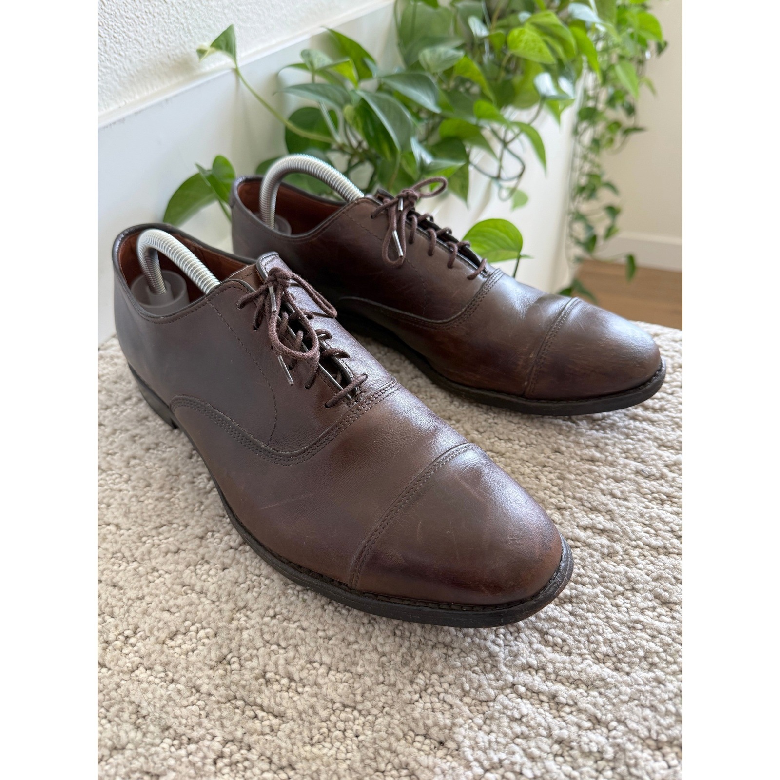 Allen Edmonds Park Avenue Oxford Men 10 Mahogany Leather Cap Toe Dress Shoes Usa